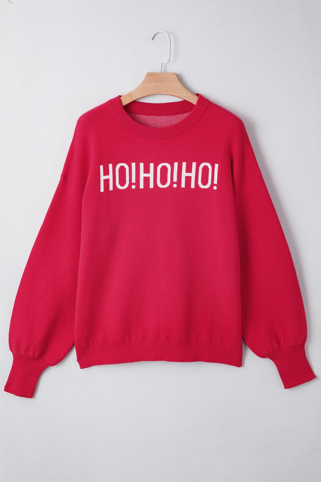 Ho Ho Ho Merry Christmas Drop Shoulder Sweater, detail view
