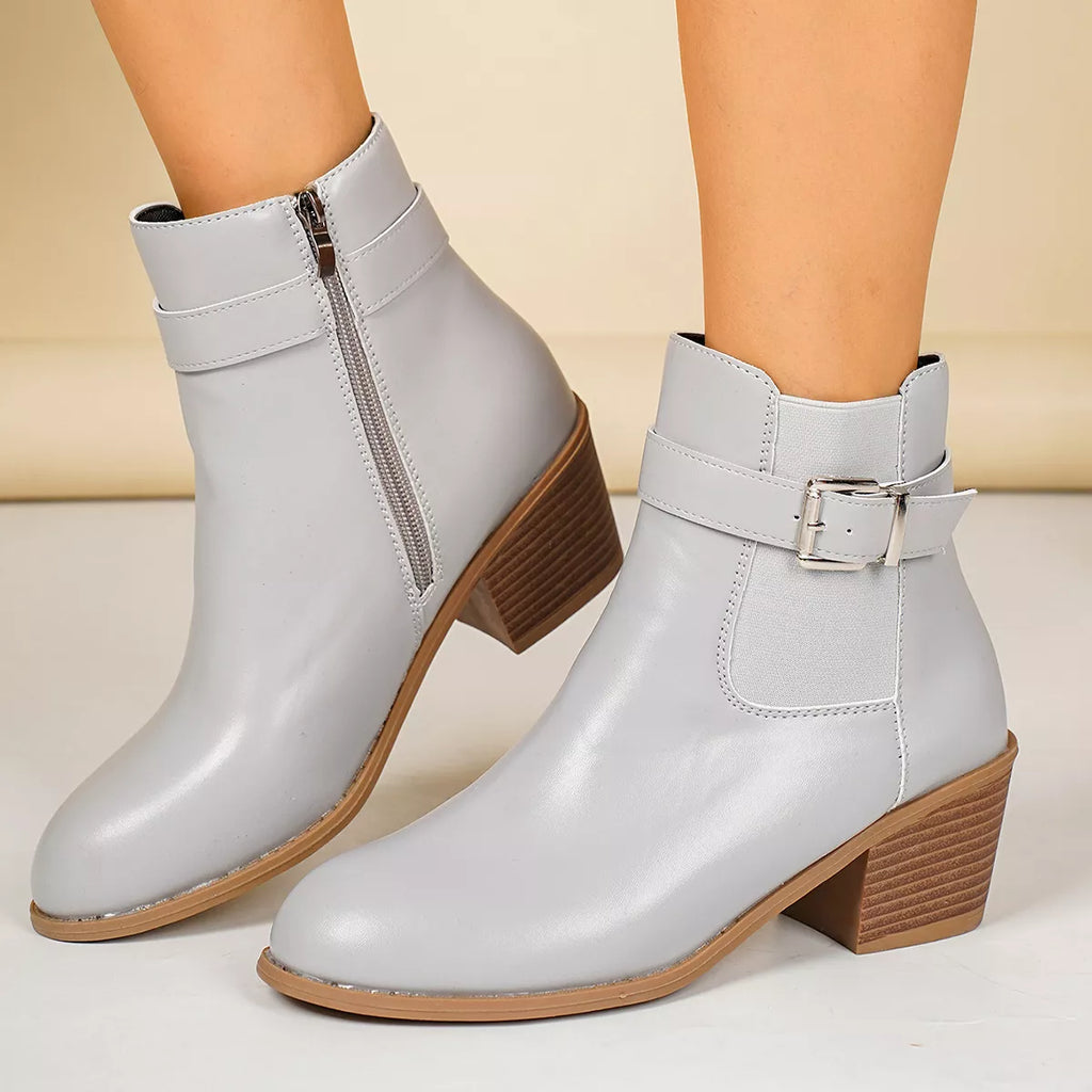 Point toe block heel boots, alternate view