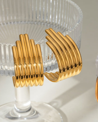 18K Gold-Plated Ribbed Earrings