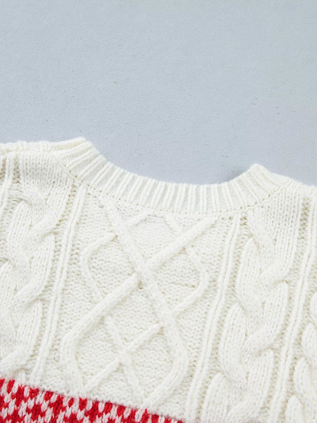 Cream reindeer cable knit Christmas sweater - view 12