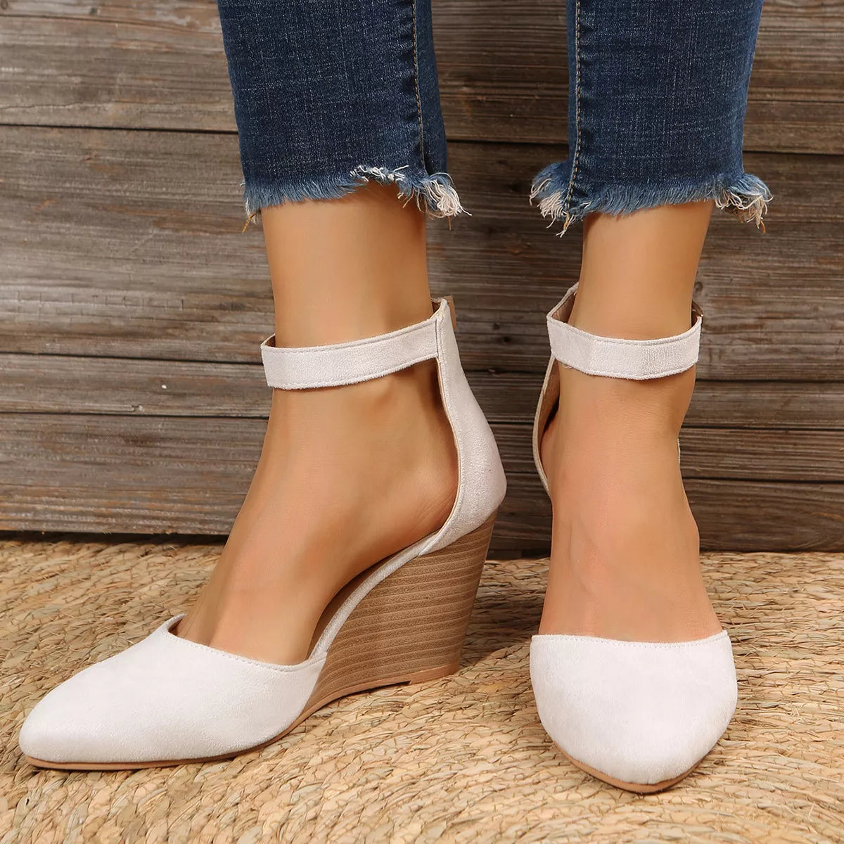 Point Toe Wedge Sandals - styled outfit view