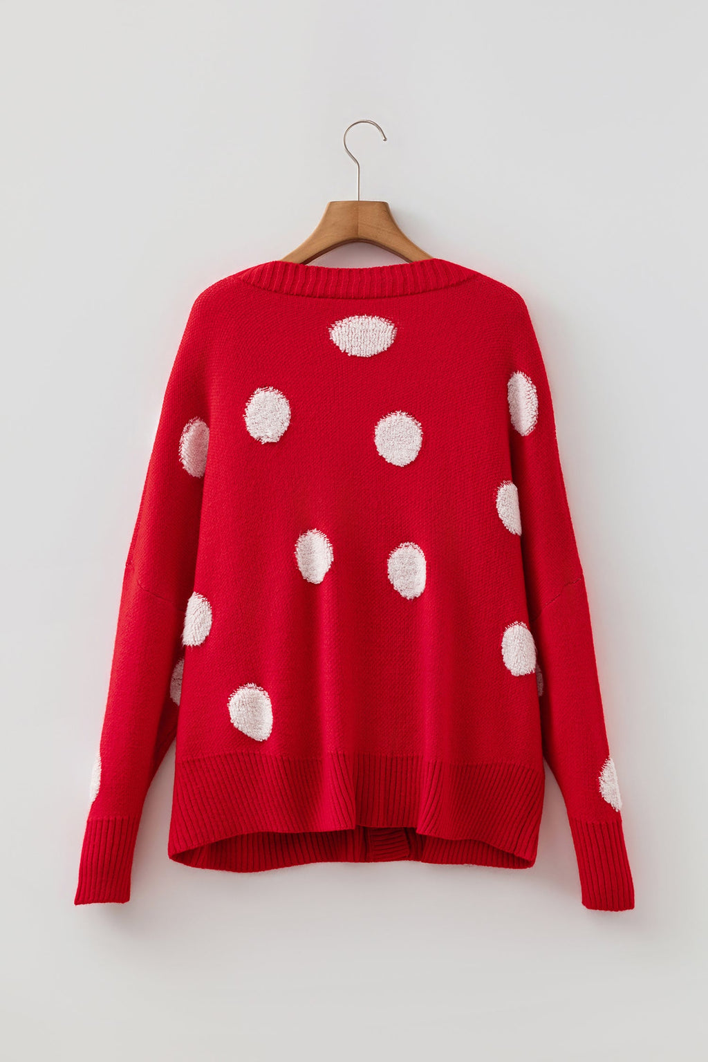 Polka dot cardigan styled look