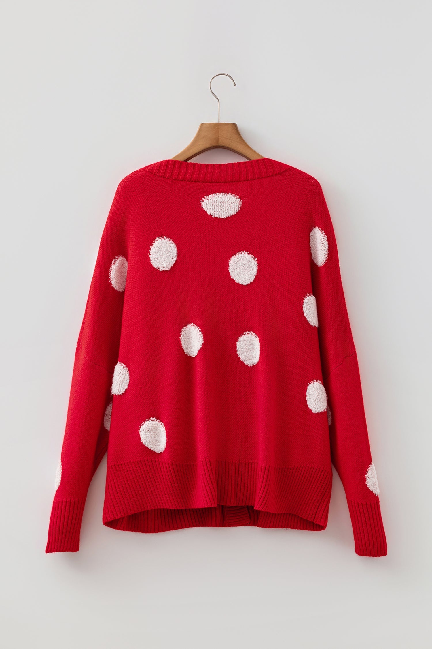 Polka dot cardigan styled look