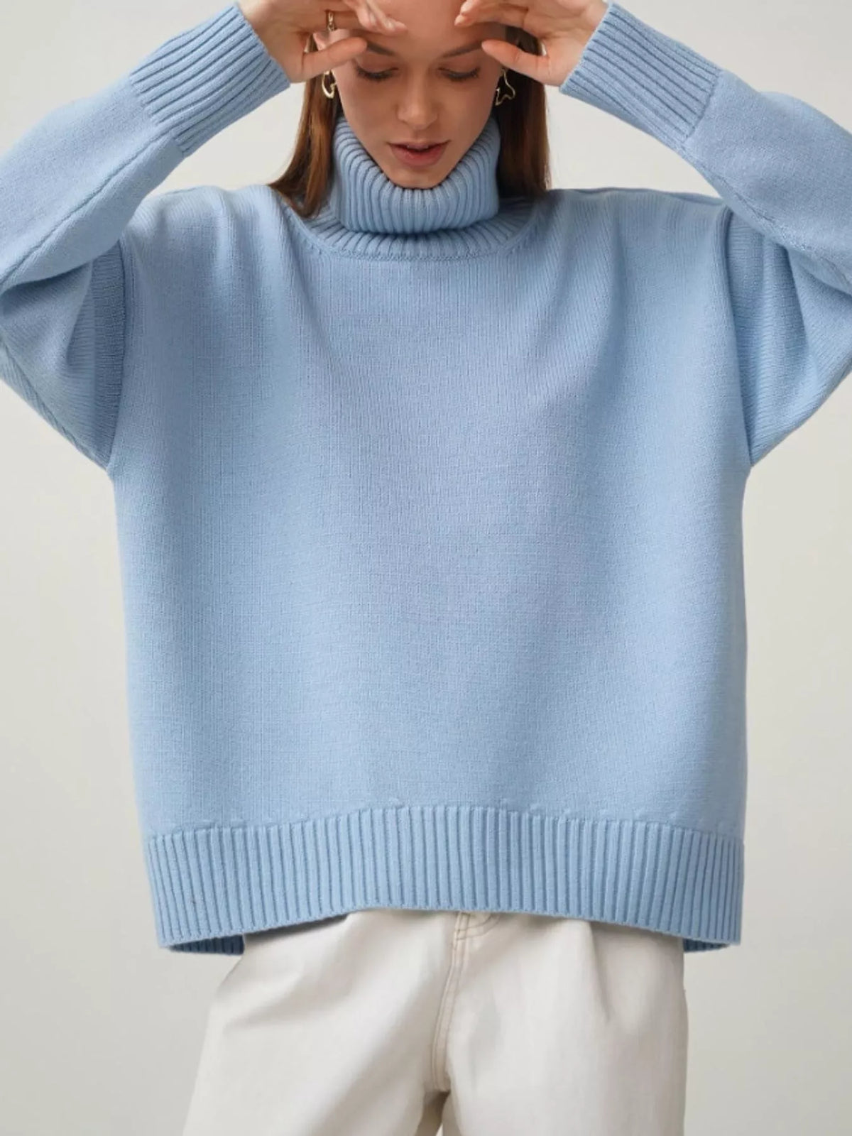 Oversized turtleneck sweater with dropped shoulders - view 6