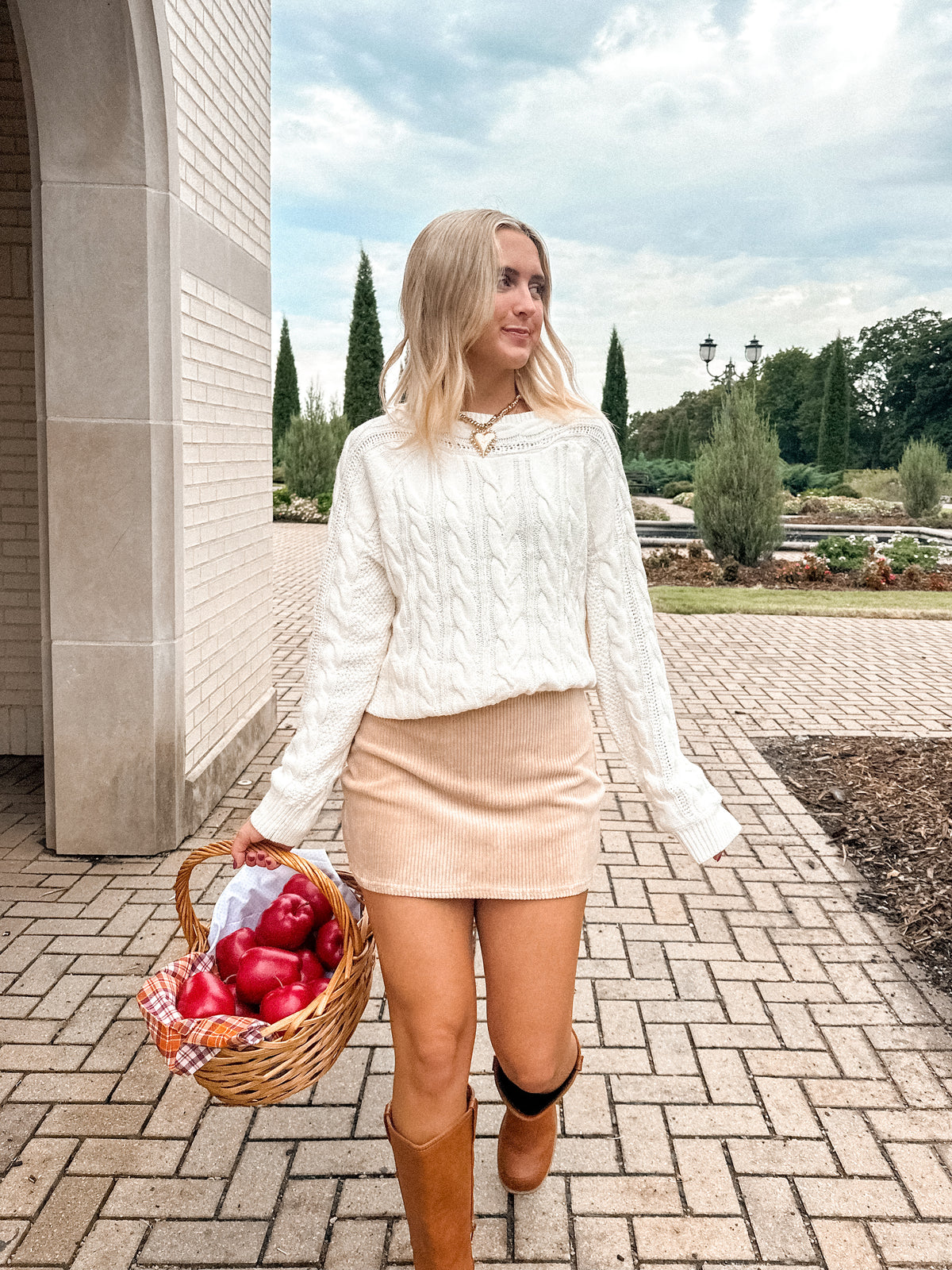 Cable Knit Round Neck Sweater