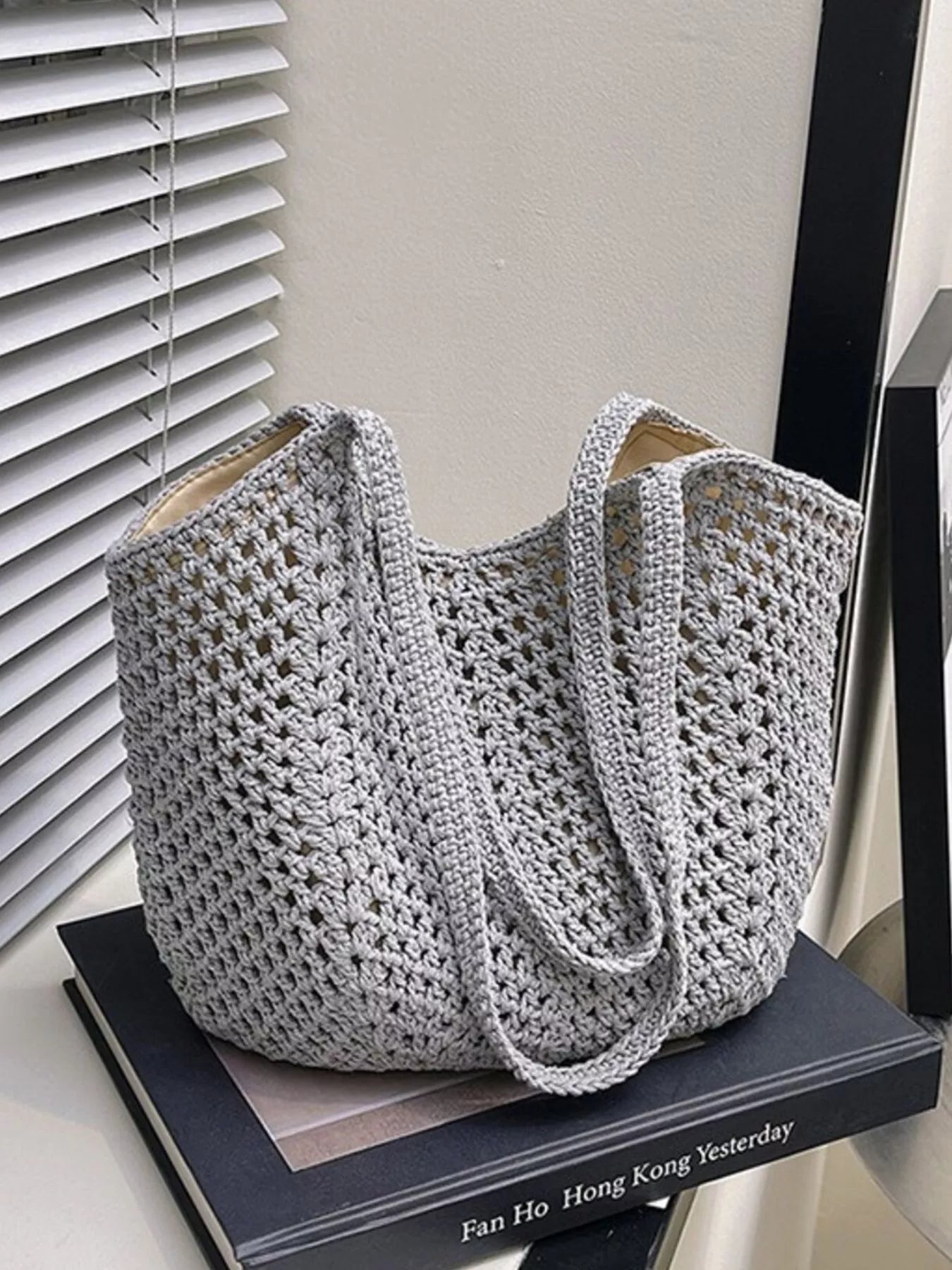 Woven Straw Shoulder Bag - styled beach outfit view