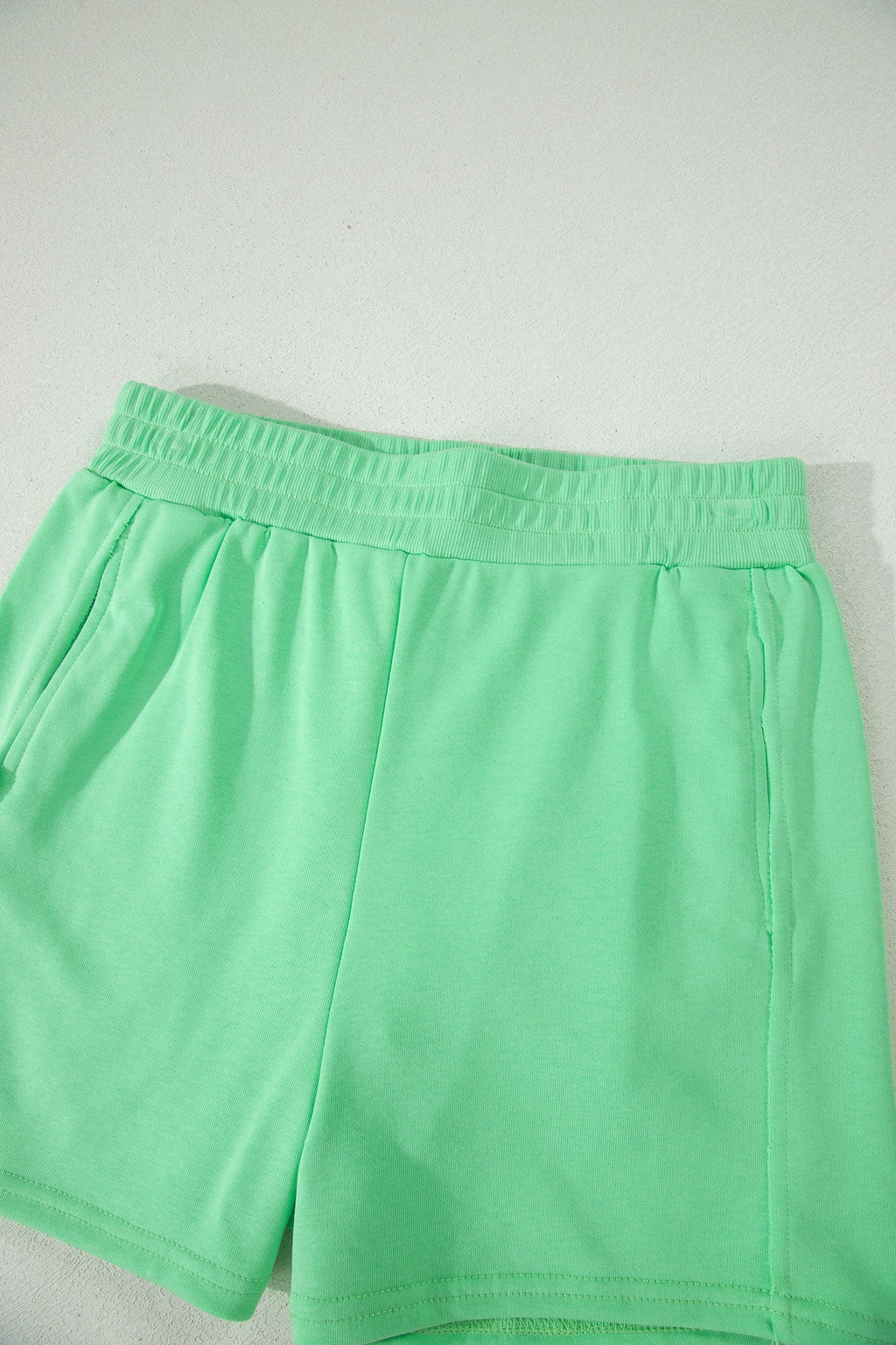 Solid Ribbed Tank Top and Shorts Set - close up of ribbed texture and V-neck detail