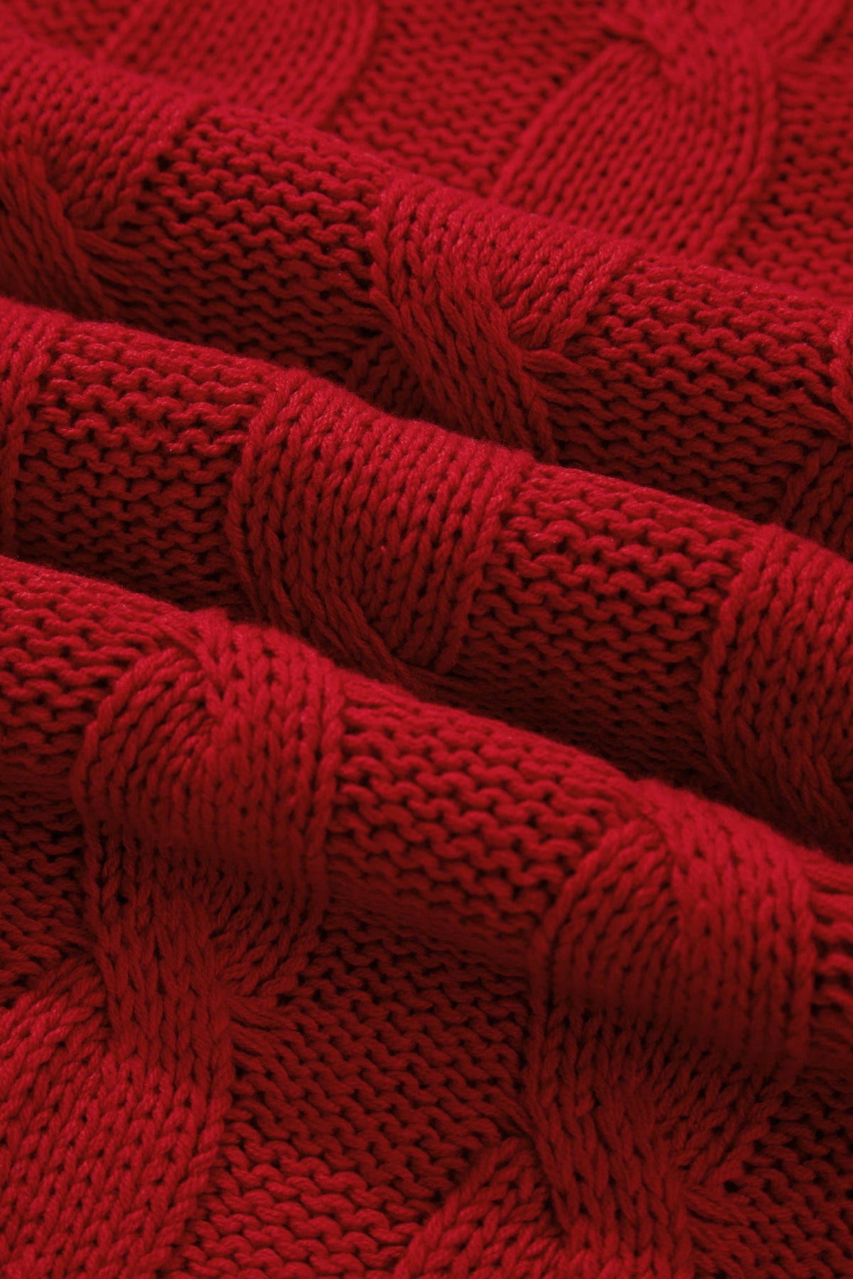 Christmas Fa La La Cable Knit Sweater in fiery red, side view