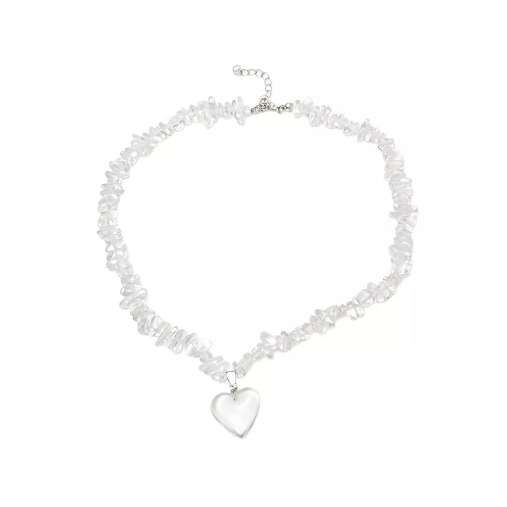 Clear Crystal Heart Pendant Necklace - additional detail view