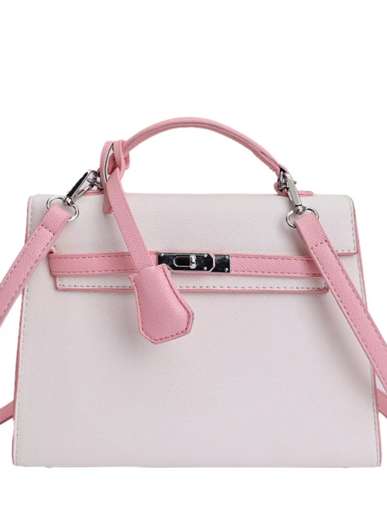 Contrast Trimmed Top-Handle Crossbody Bag - PU leather crossbody bag, view 4