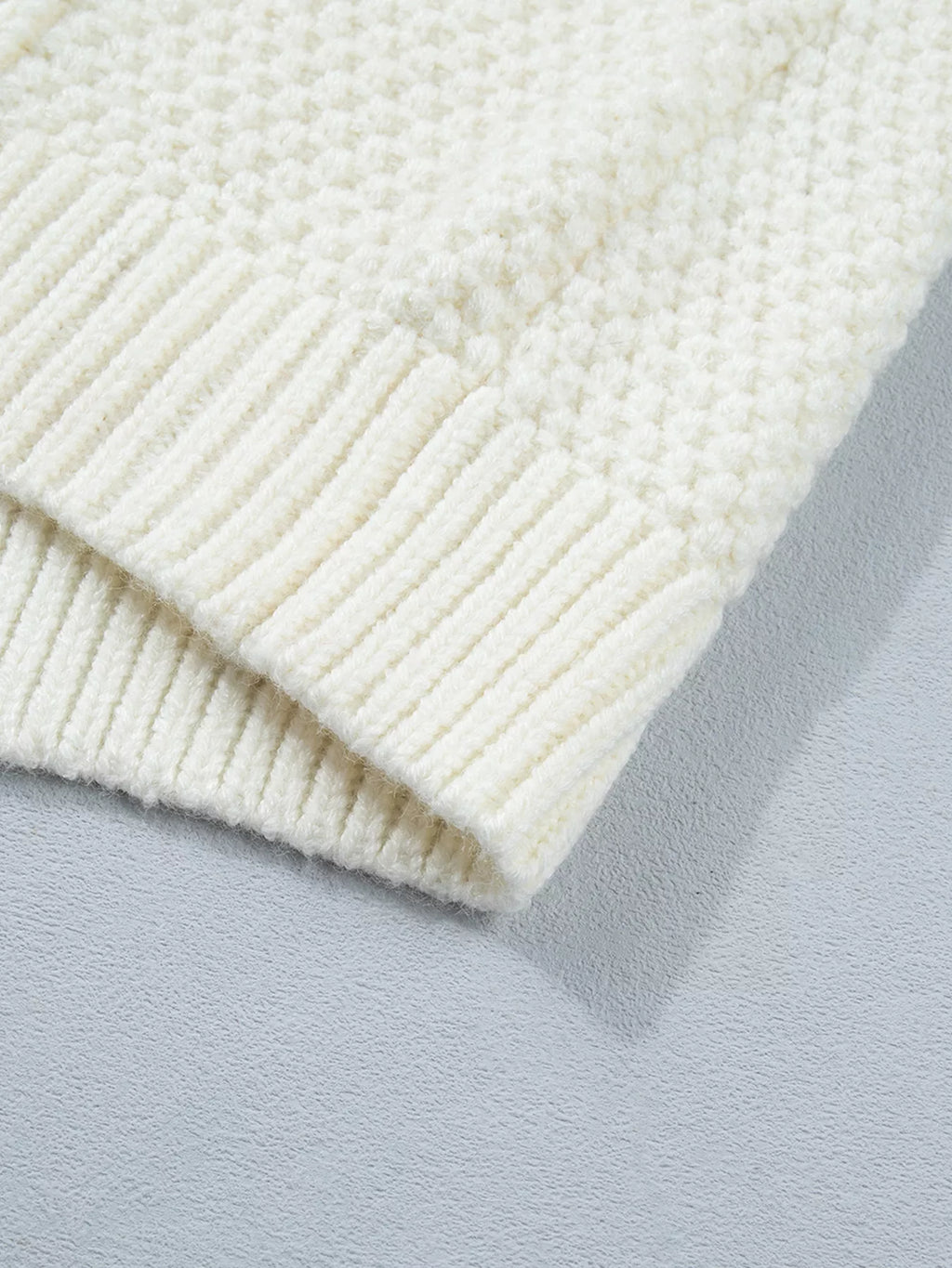 Cream reindeer cable knit Christmas sweater - view 10