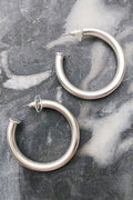 Upper Class Taste Hoop Earrings Small Silver - matte silver tube hoop earrings