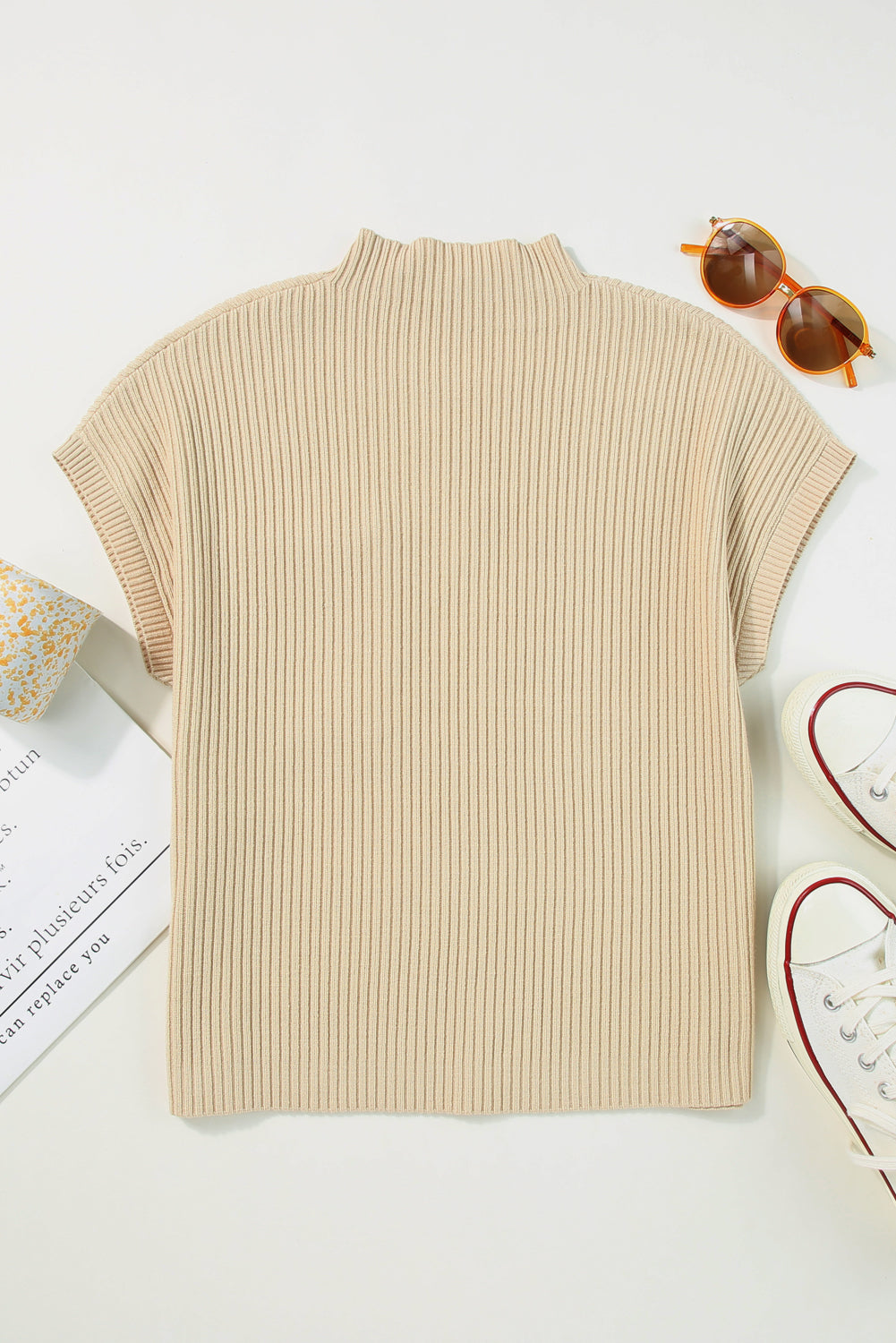Ribbed Knit Patch Pocket Short Sleeve Top in multiple colors, additional view 10