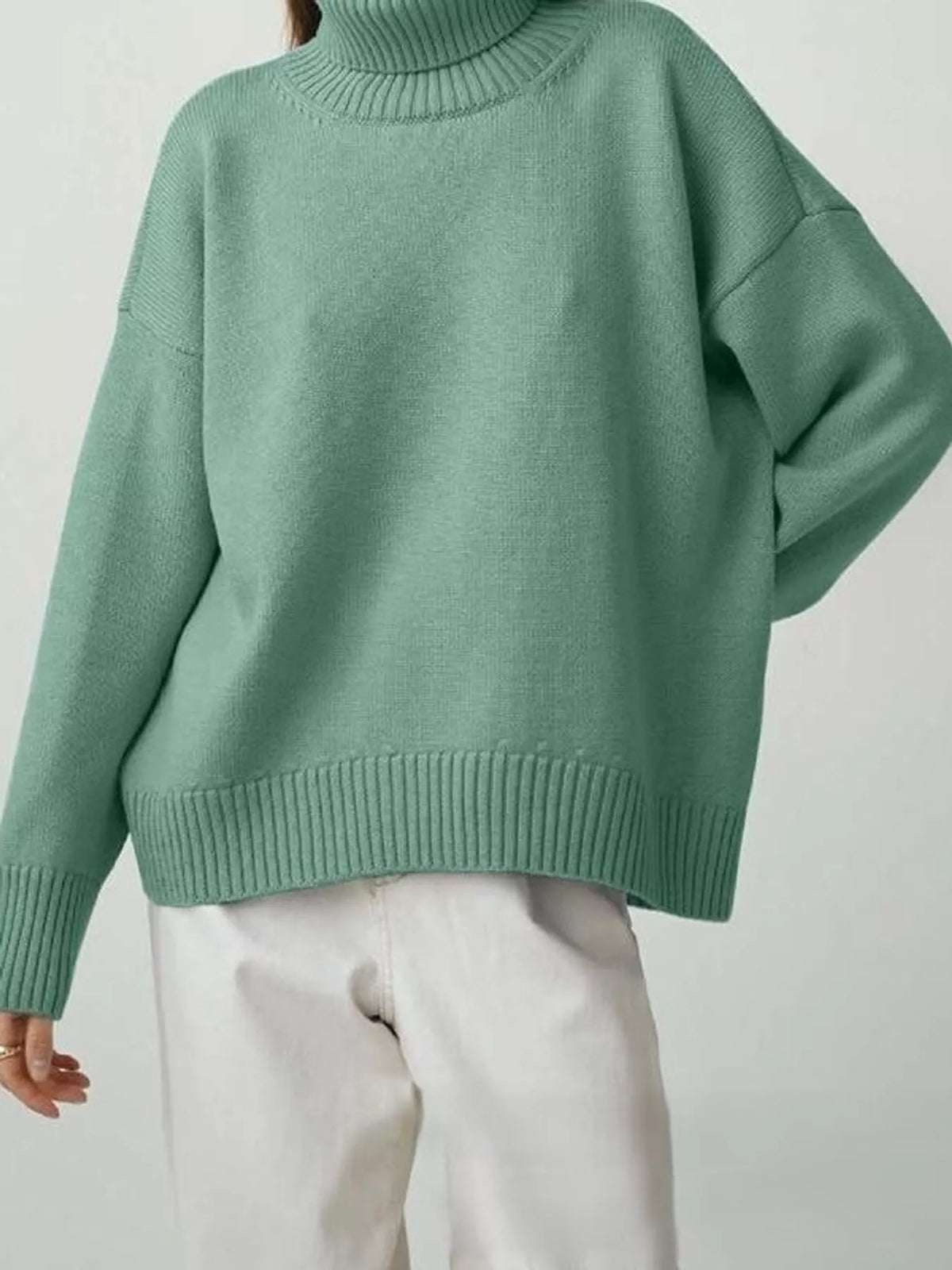 Oversized turtleneck sweater with dropped shoulders - view 41