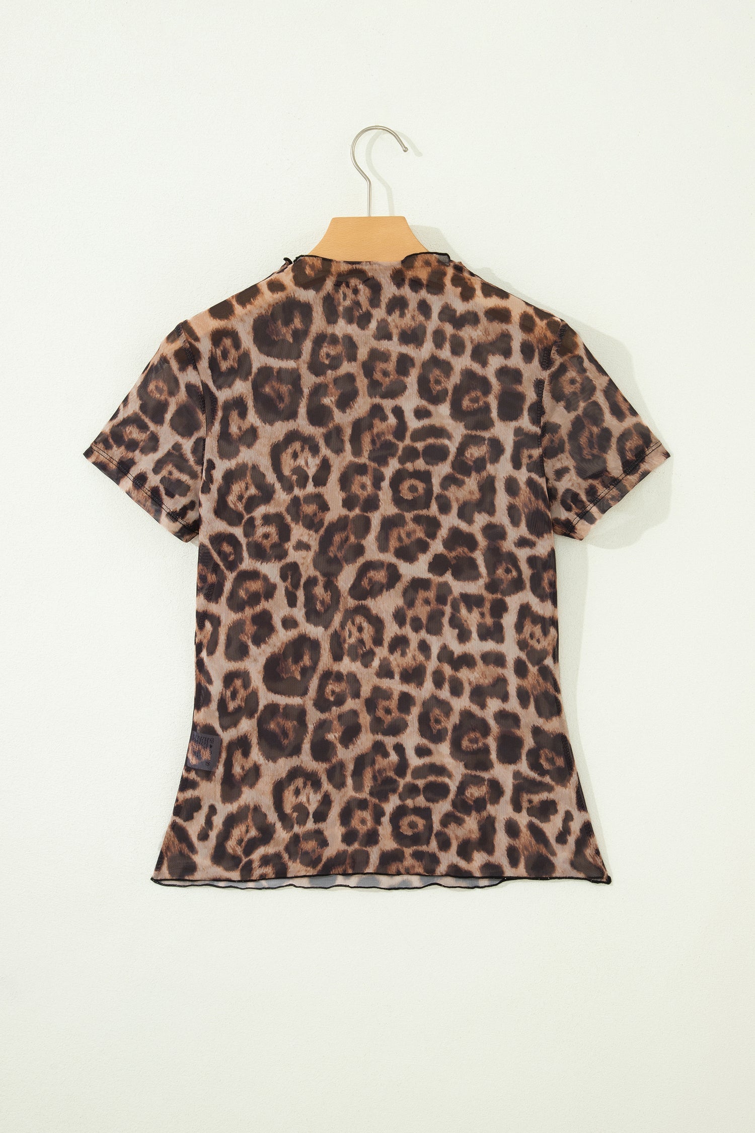 Western & Leopard Mesh Short Sleeve Top