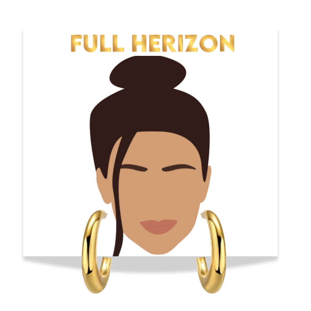 Silhouette Gold Hoops - styled on model