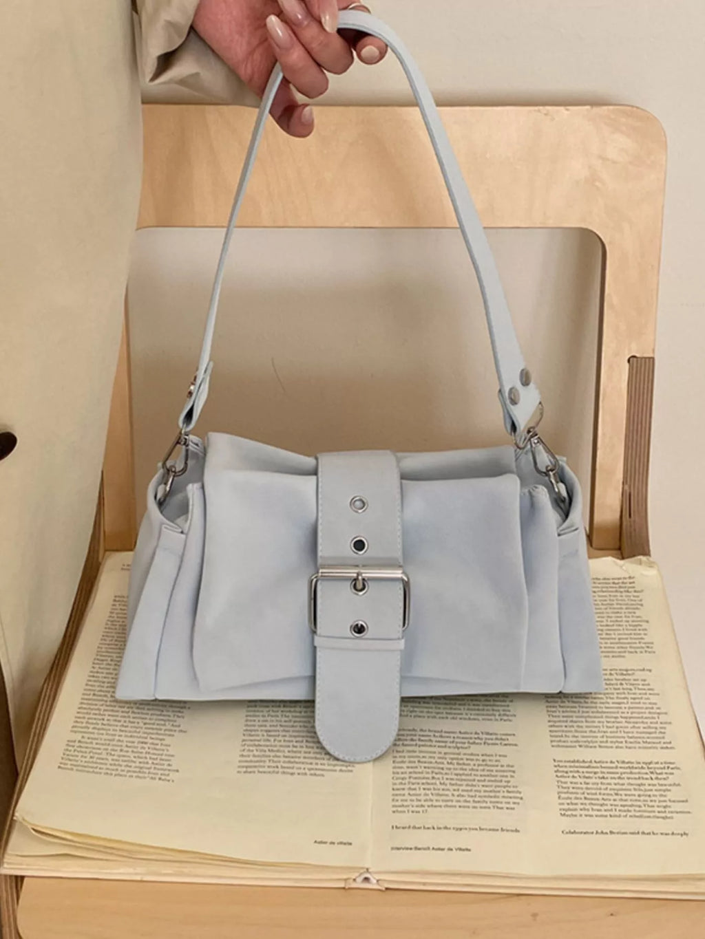 Buckle Detail Crossbody Bag - PU leather crossbody bag, view 3