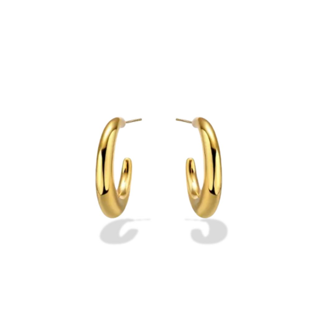 Silhouette Gold Hoops - 18K gold-filled hoops curving from slim to bold