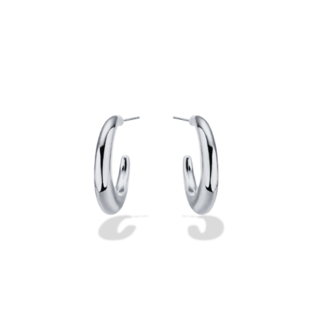 Silhouette Silver Hoops - silver hoops curving from slim to bold