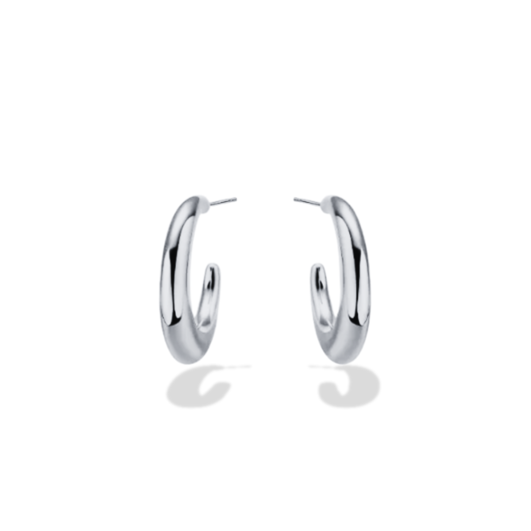 Silhouette Silver Hoops - silver hoops curving from slim to bold