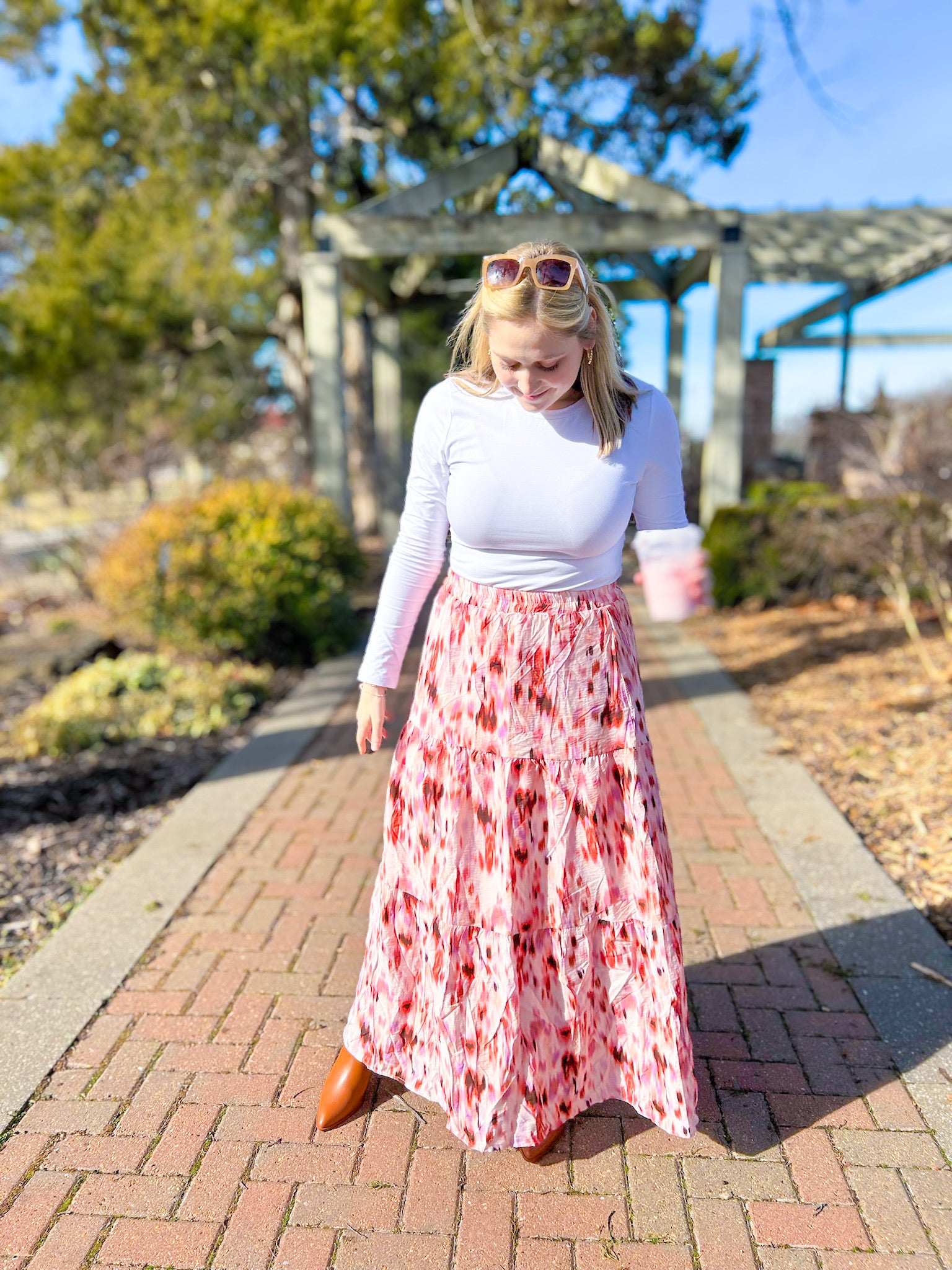 Tiered Printed Elastic Waist Skirt