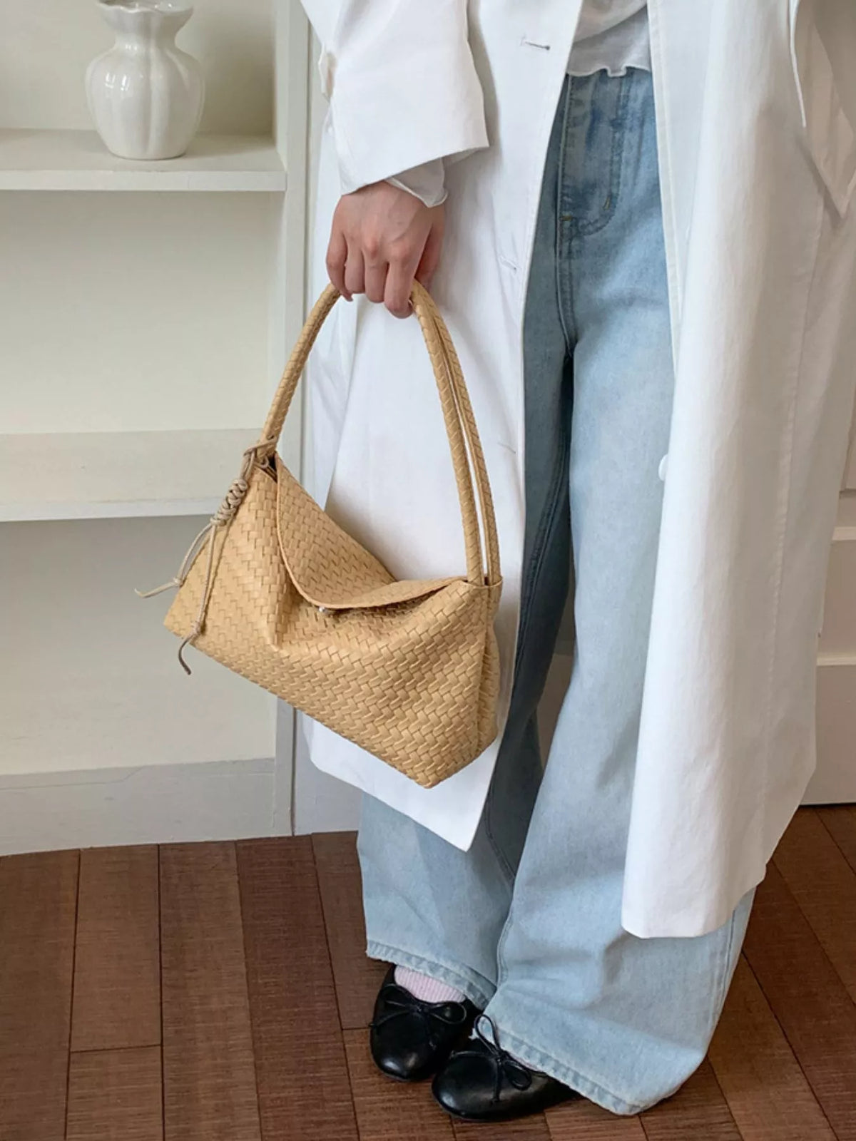 Woven Leather Shoulder Bag - woven PU leather shoulder bag, view 8