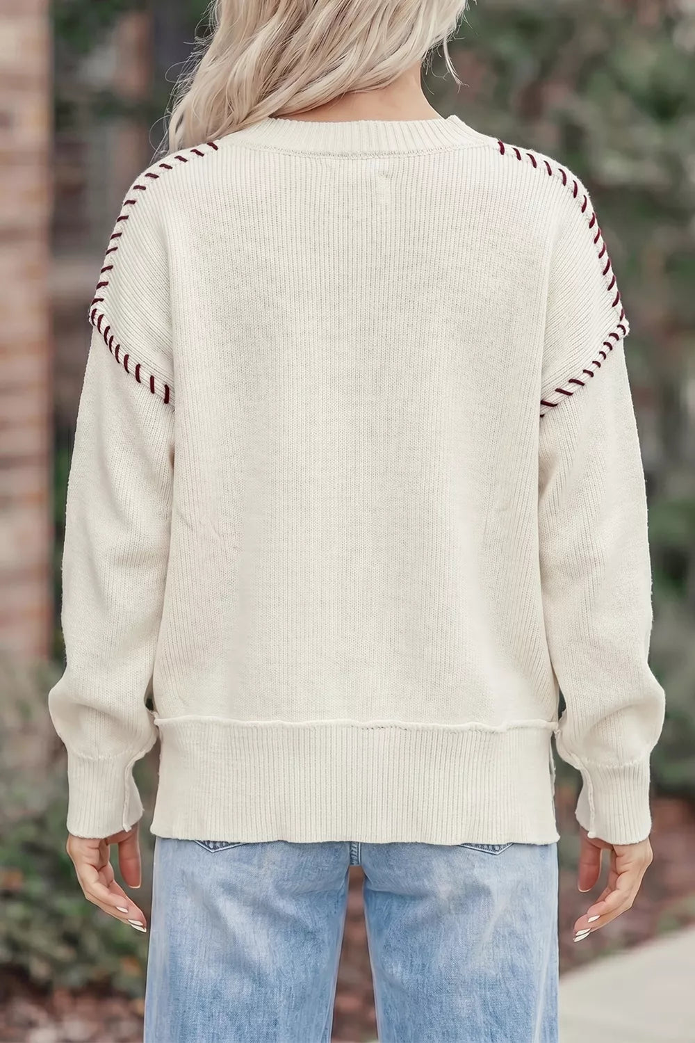 Drop Shoulder Game Day Letter Sweater - drop shoulder lettering sweater, view 2