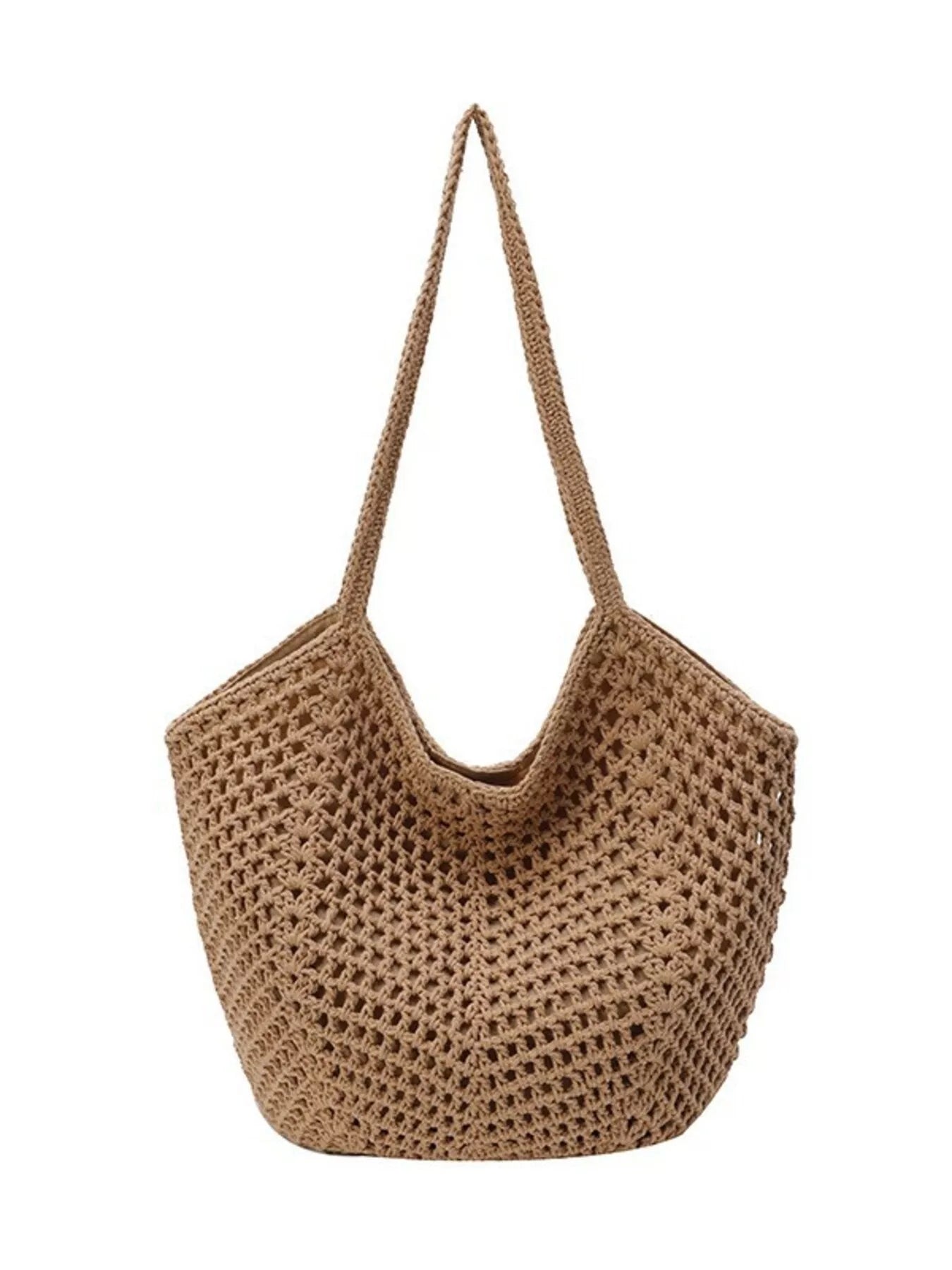 Woven Straw Shoulder Bag - close up of woven straw texture