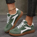 Round Toe Flats Sneakers in Green - front view