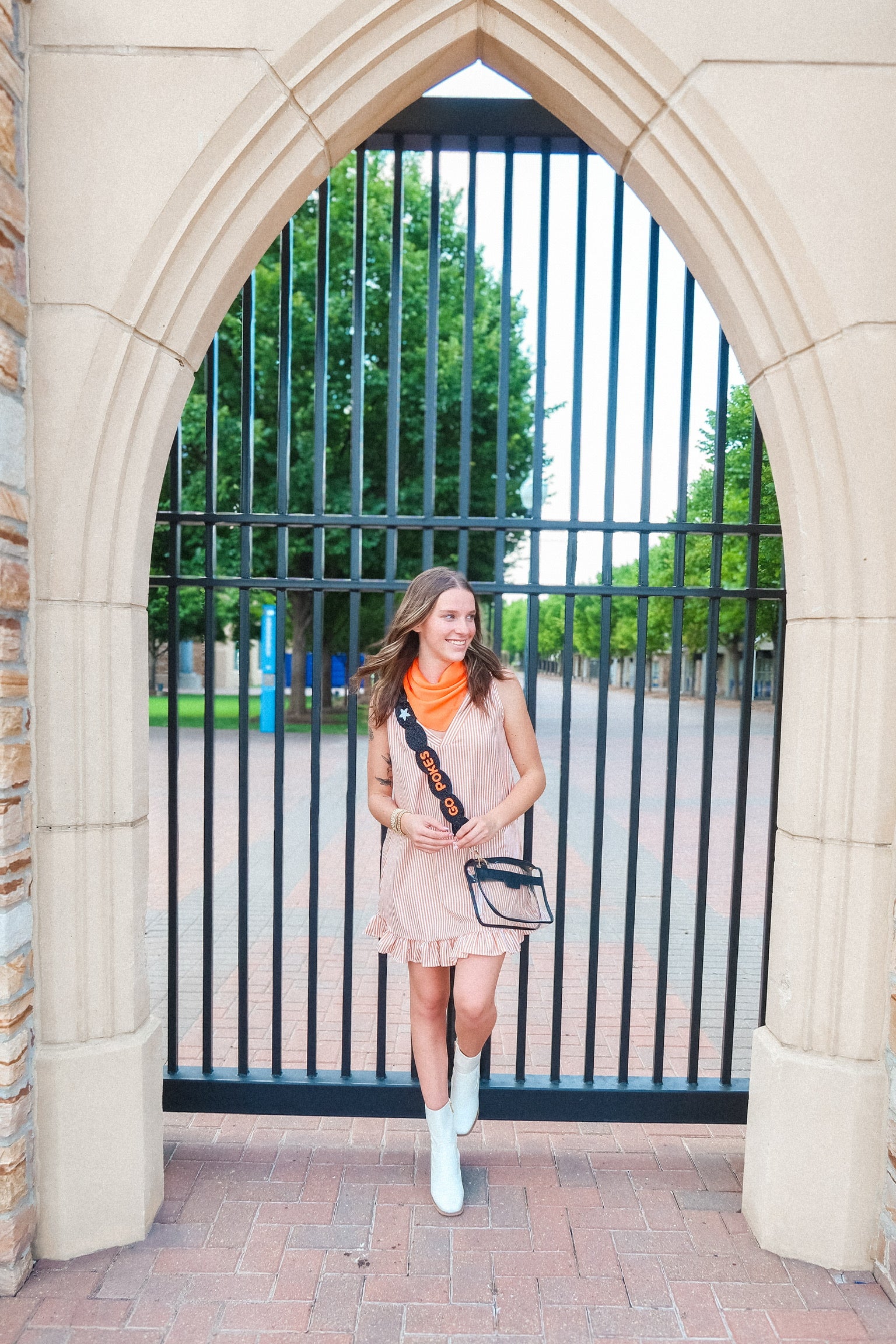 Striped V-Neck Ruffle Hem Mini Dress