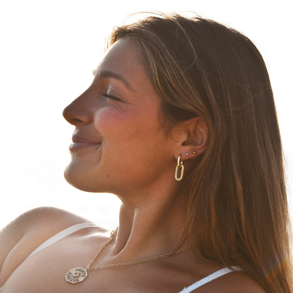 Convertible Gold Hoops - styled without charm for minimal look