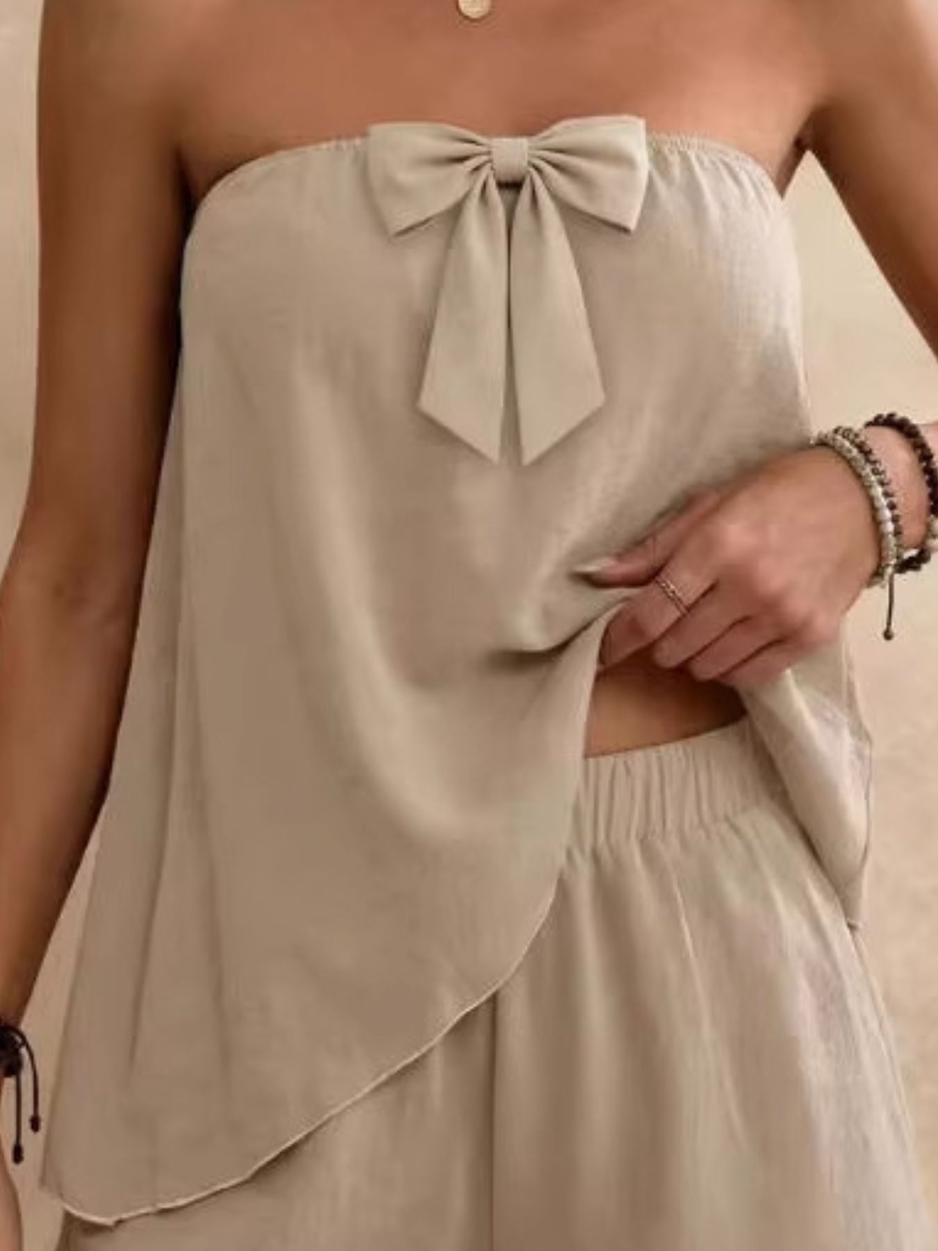 Bowknot Tube Top & Shorts Set - bow detail two-piece set, view 6