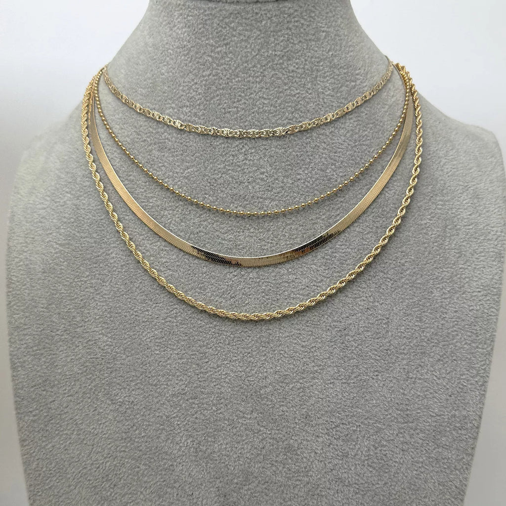 Layered 18K Gold-Plated Chain Necklace - styled view