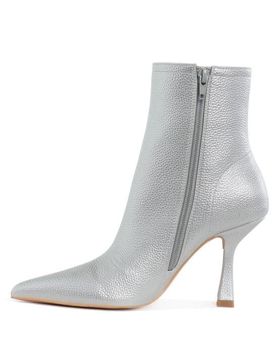 Farnak Metallic Pointed Toe Ankle Boots