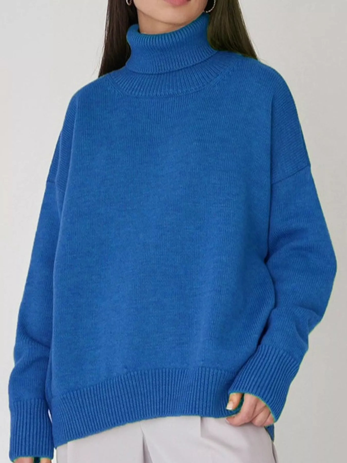 Oversized turtleneck sweater with dropped shoulders - view 22