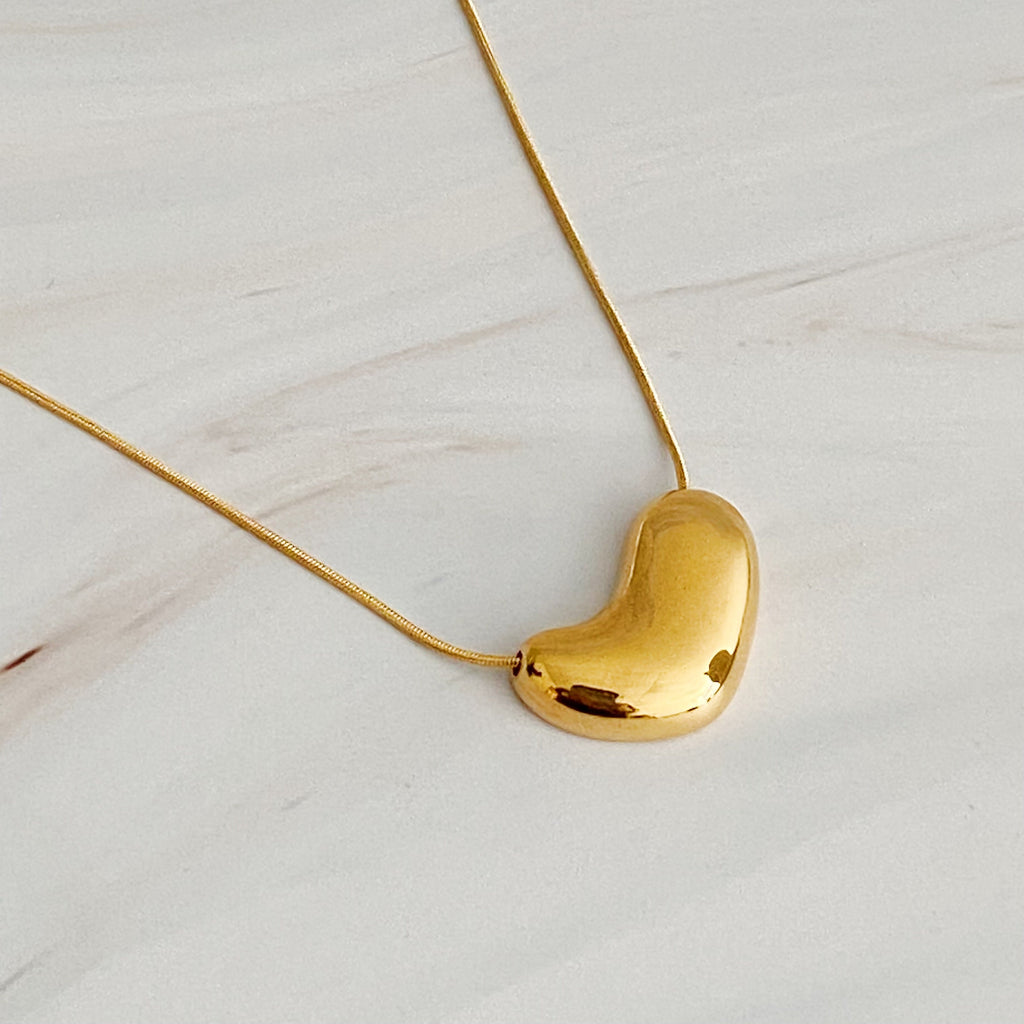 Bold Molten Heart Necklace in Gold - sculptural molten heart pendant on chain