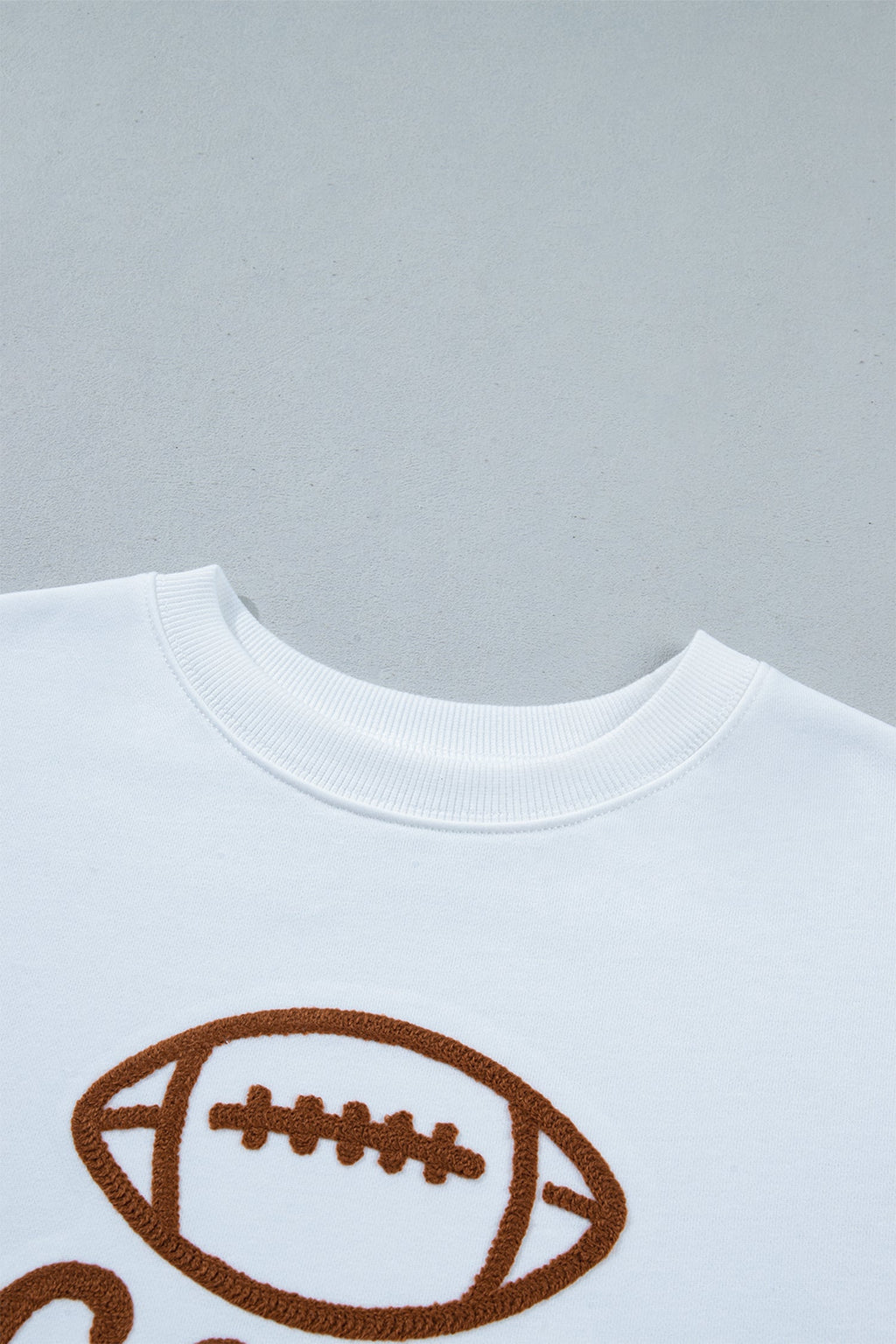 Game day sweatshirt fabric texture detail