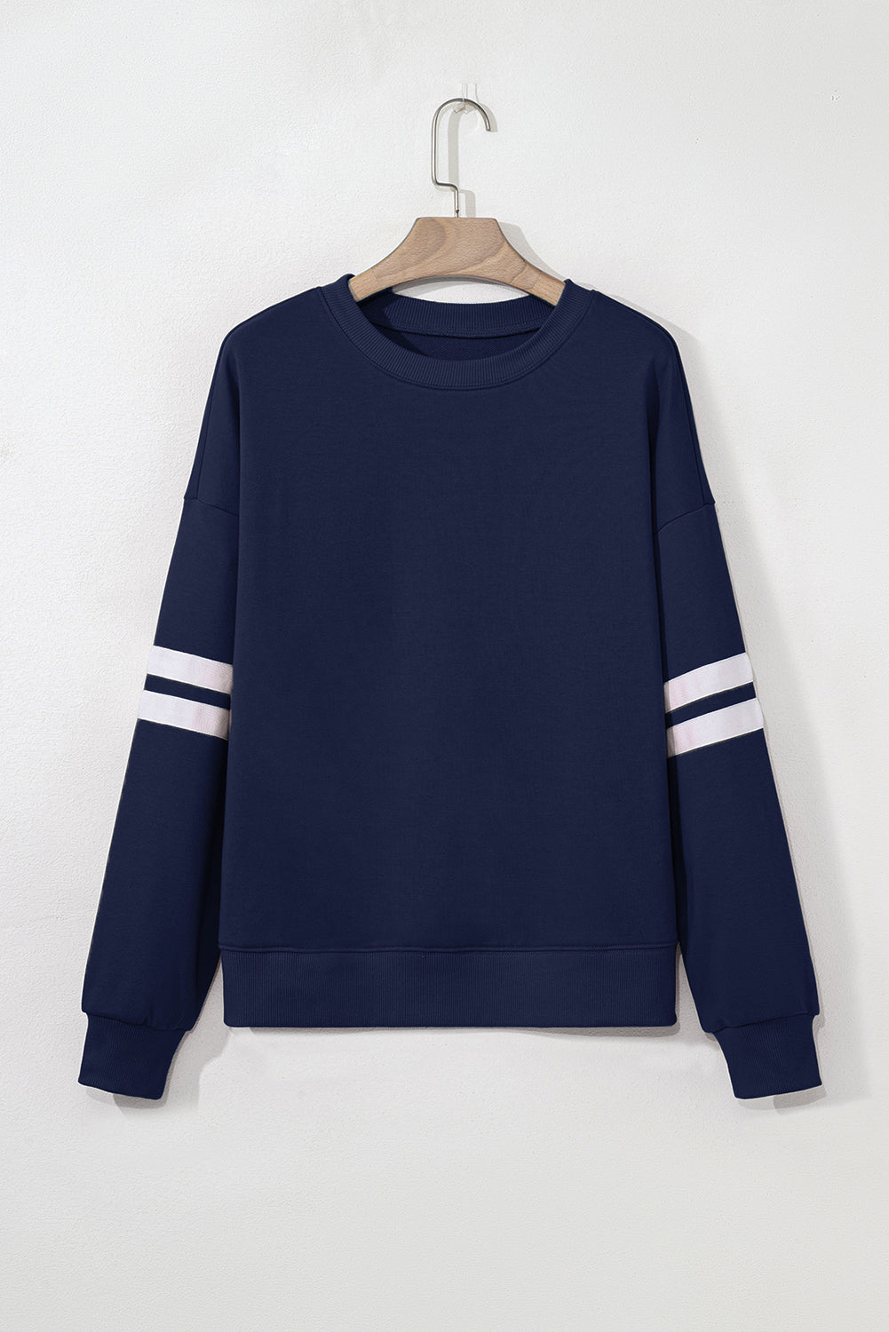 Varsity stripe sweatshirt ribbed cuff detail
