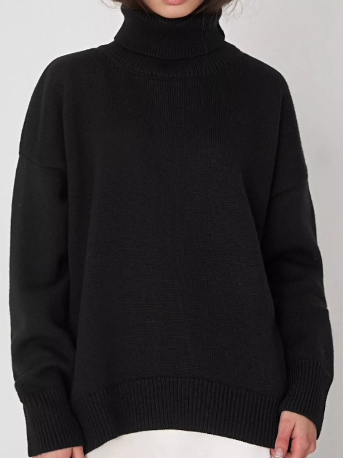 Oversized turtleneck sweater with dropped shoulders - view 10