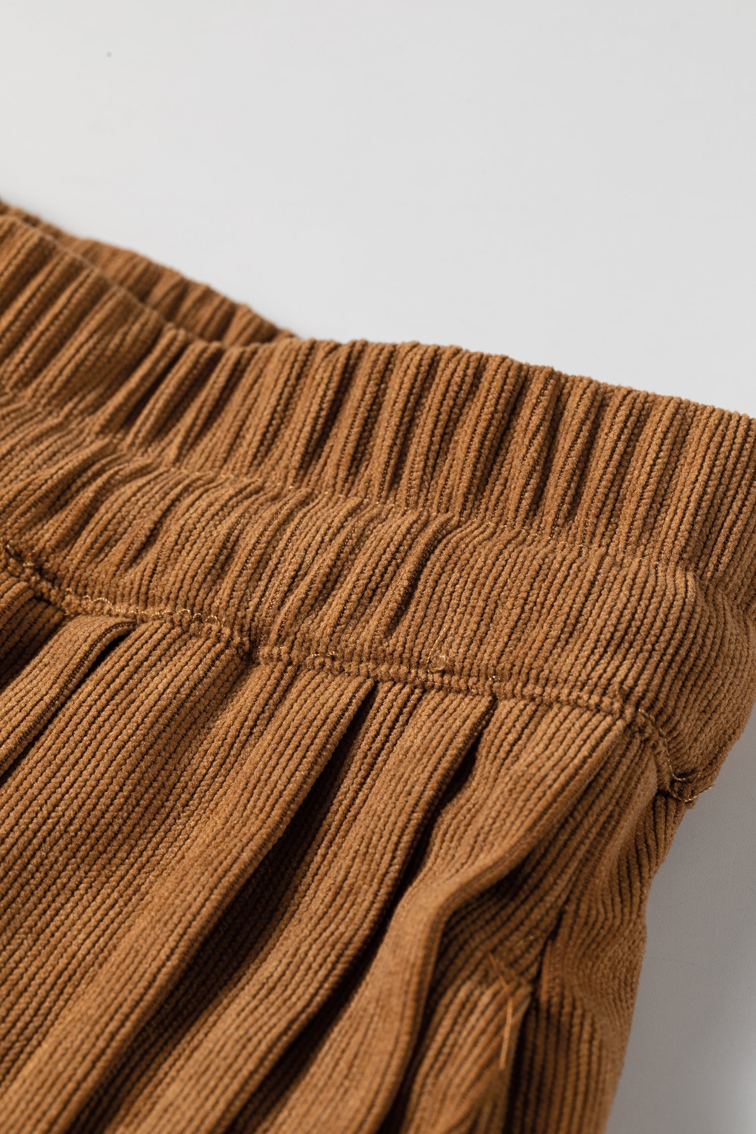 Corduroy Elastic Waist Wide Leg Pants in Thai curry, close-up