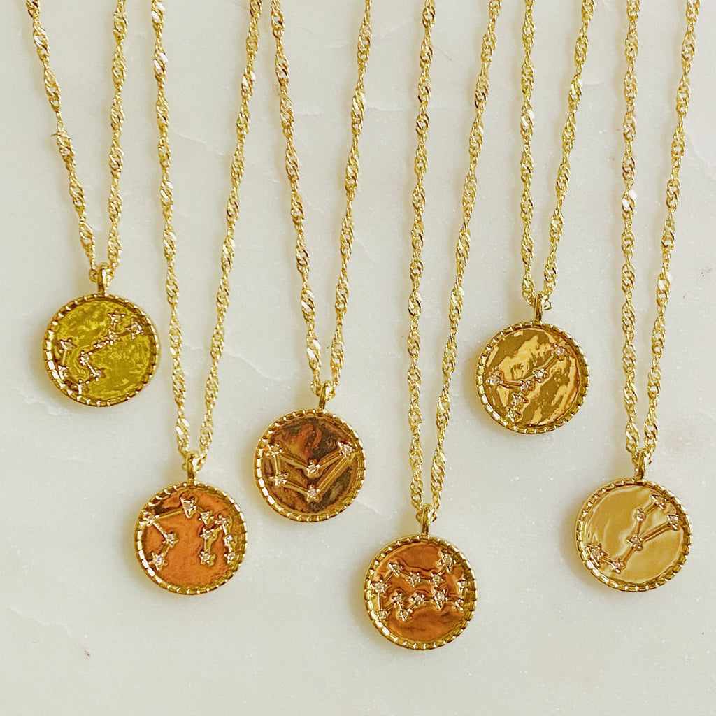 Astronomical Zodiac Constellation Medallion Necklace