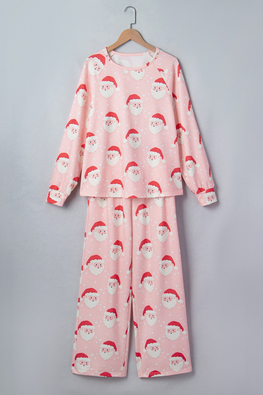 Christmas Santa Raglan Pajama Set in pink, detail view