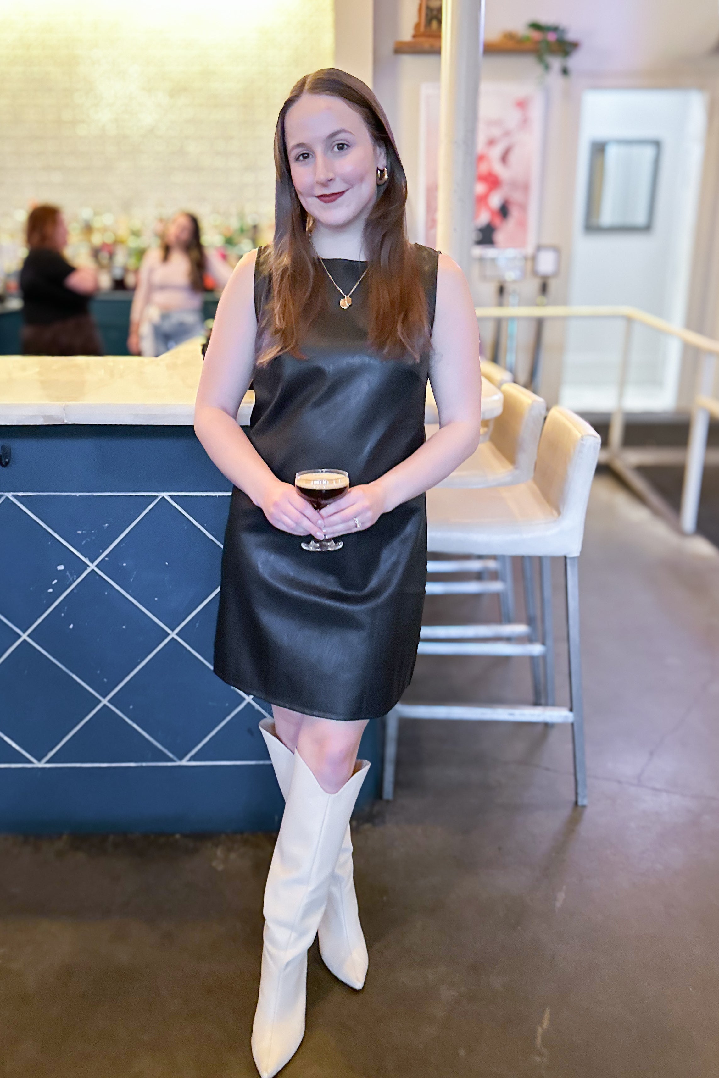Vegan Leather Sleeveless Mini Dress