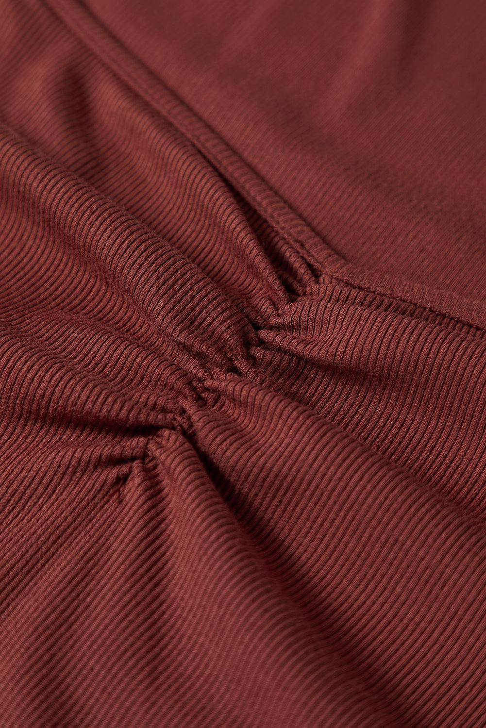 Burgundy ribbed top gathered bust detail