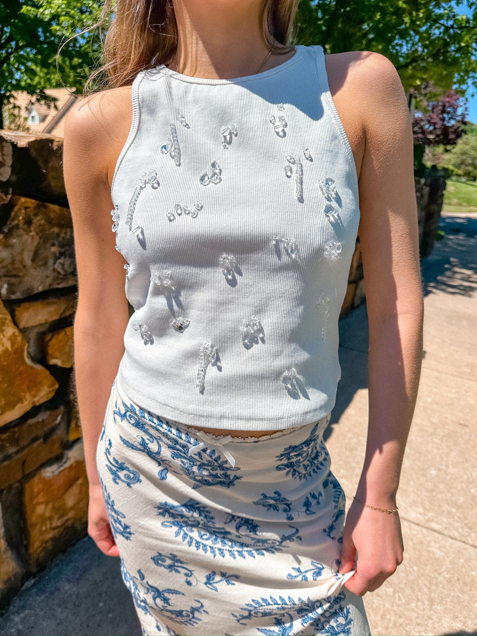 RACER BACK TANK TOP WITH WATER BEADS
