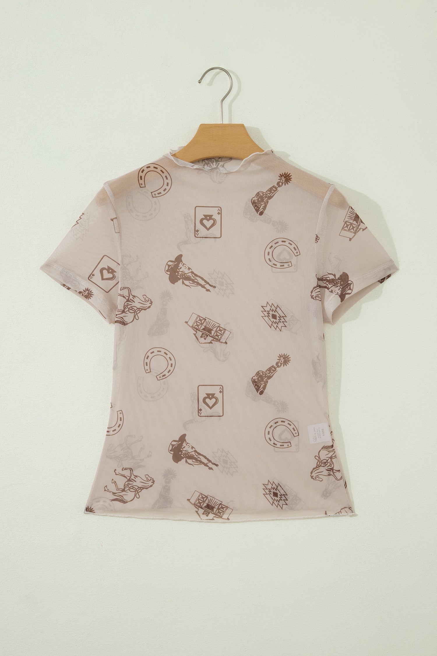 Western & Leopard Mesh Short Sleeve Top