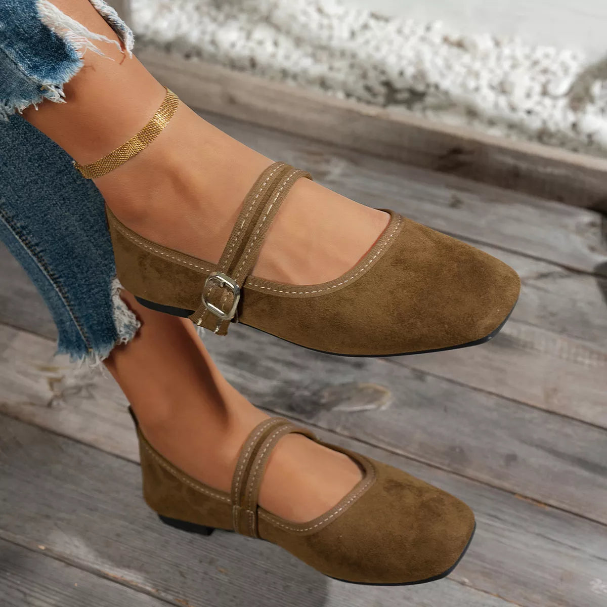 Square toe slip-on flats, view 7