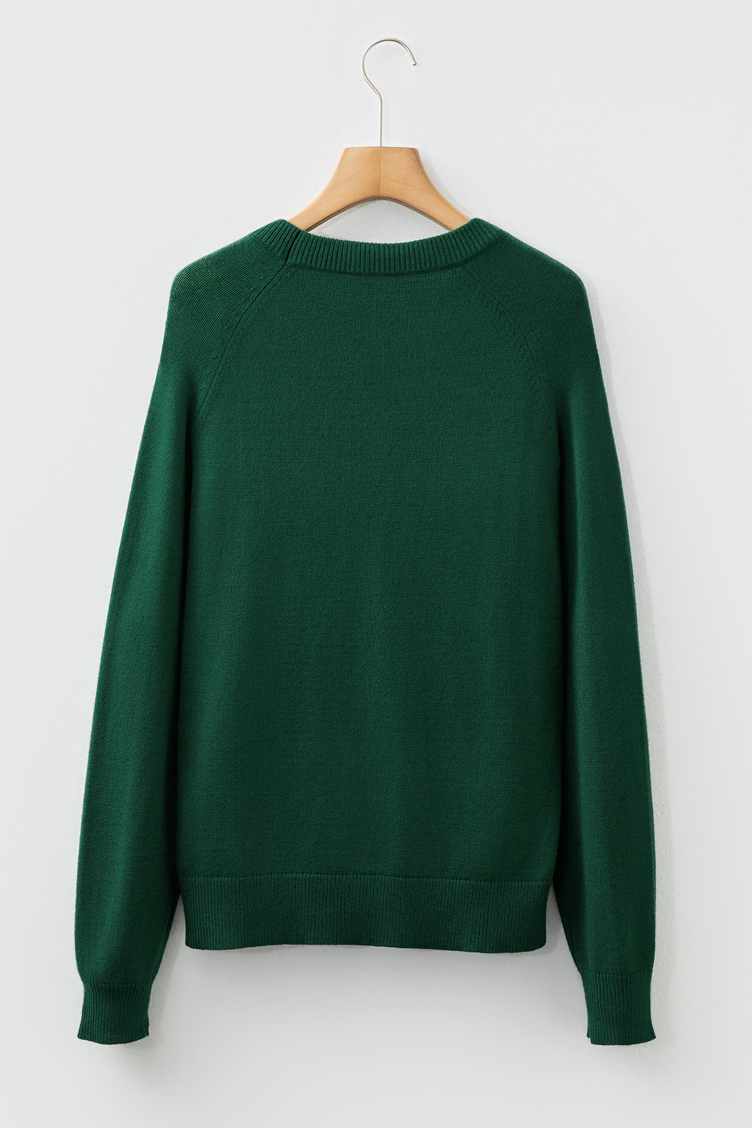 MERRY Raglan Long Sleeve Christmas Sweater, styled view