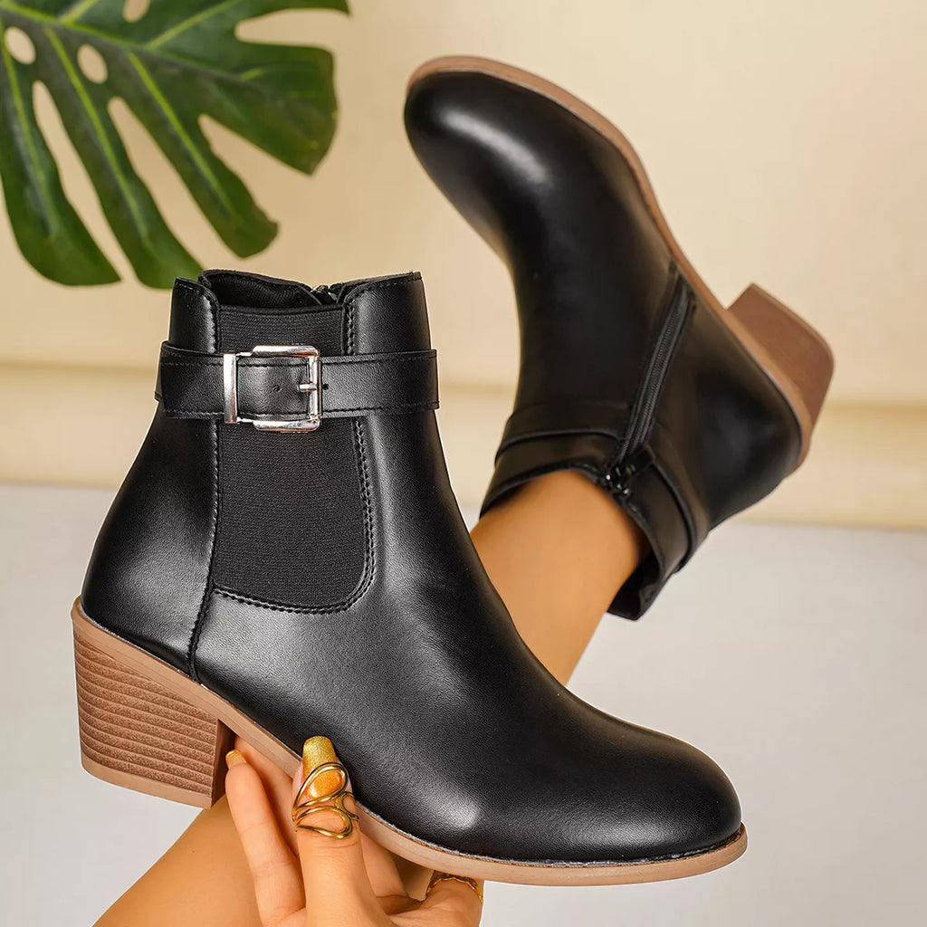 Point toe block heel boots, view 17
