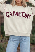 Drop Shoulder Game Day Letter Sweater - drop shoulder lettering sweater, view 1